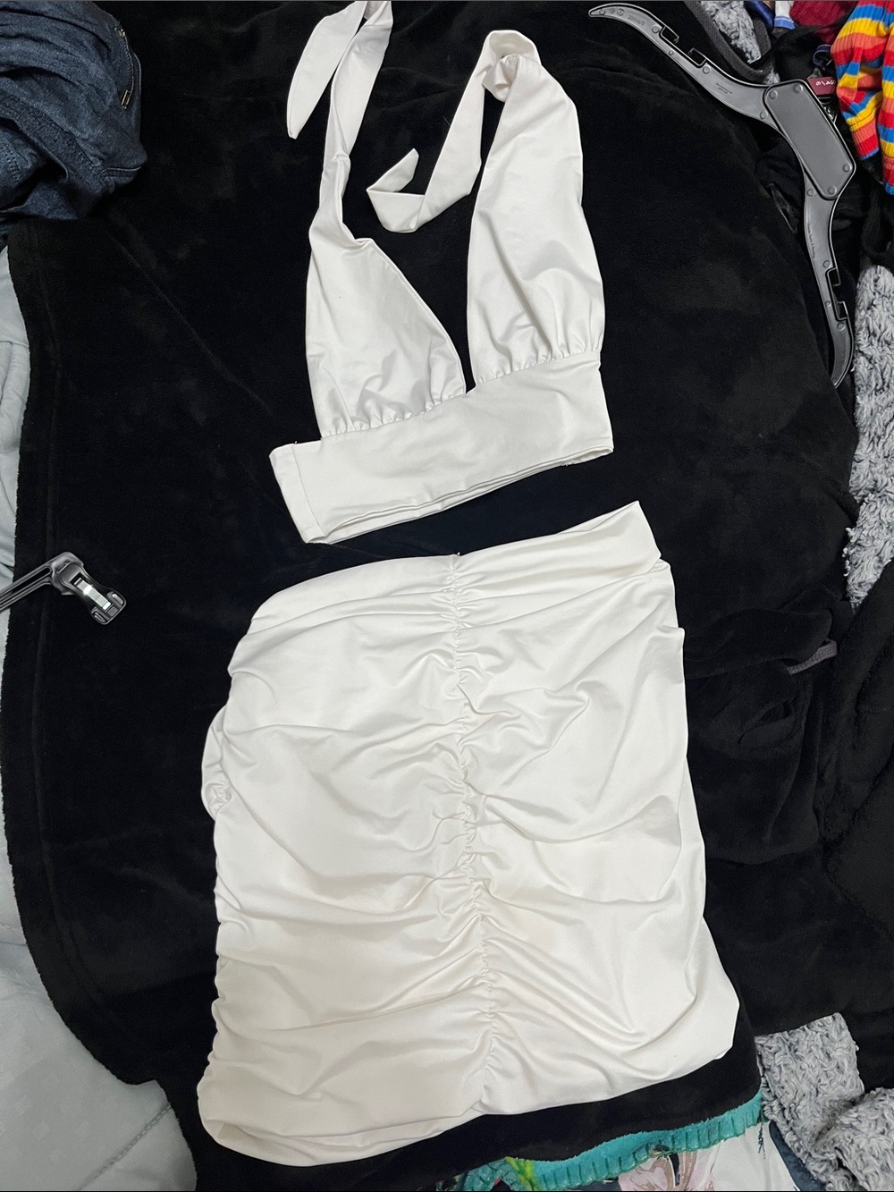 SHEIN White Ruched Mini Skirt